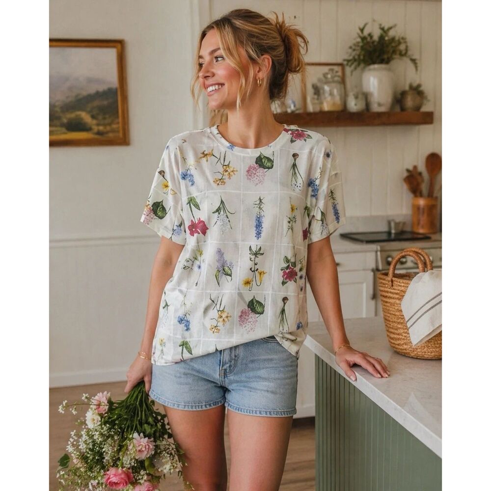 Tuckernuck White Floral Short-Sleeve Tee